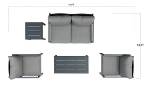Zella 5pc Deep Seating - Graphite